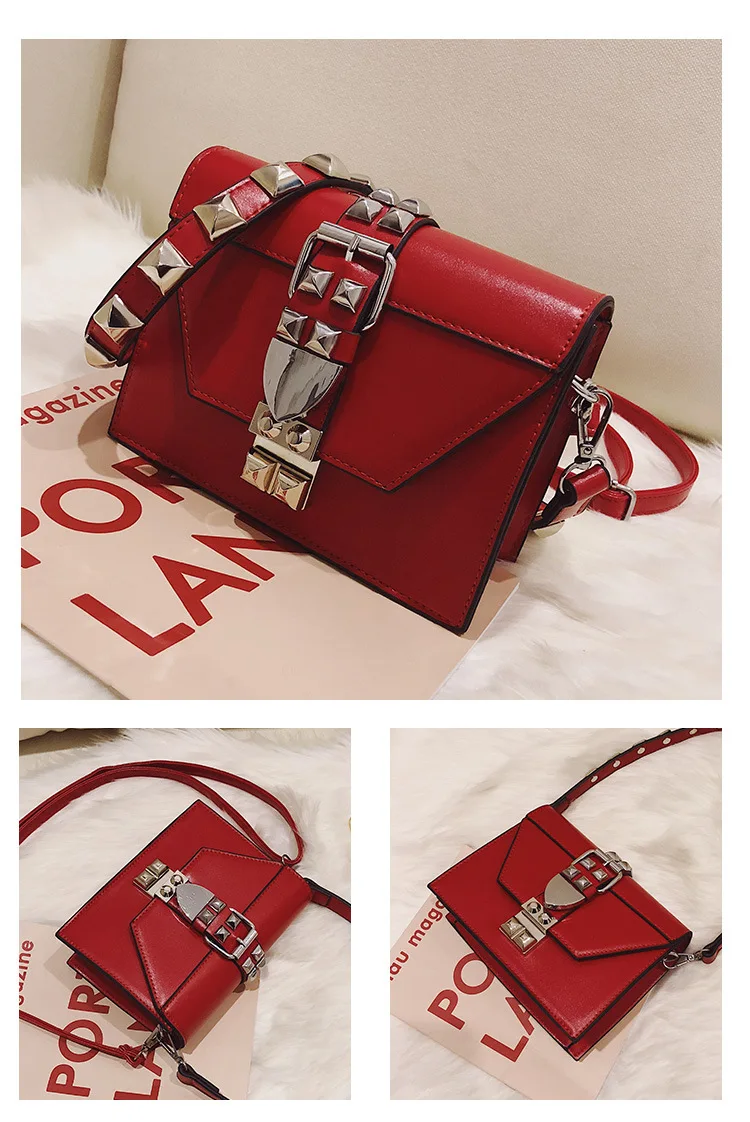 do plutônio couro rebite cinto mensageiro crossbody