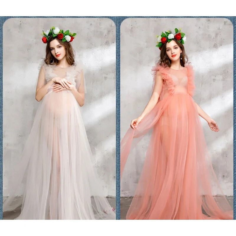 

Top Quality Pregnant Maternity Women Fashion Photography Props Romantic long Fairy Trailing Dress Photo shoot
