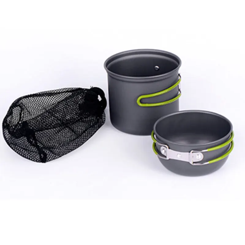 VILEAD portátil al aire libre vajilla Camping senderismo viajes utensilios Picnic utensilios de cocina tazón olla Pan conjunto para 1-2 personas, libre vajilla