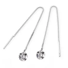 Настоящее чистое 925 пробы серебро, длинные серьги с кисточками, циркониевые драгоценные камни для женщин, горячая мода, Стерлинговое Серебро-ювелирные изделия, серьги Brincos