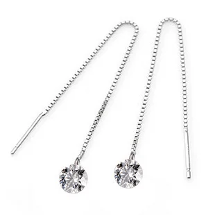 

Real Pure 925 Sterling Silver Long Tassel Zirconia Gem Earrings For Women Hot Fashion sterling-silver-jewelry Pendientes Brincos