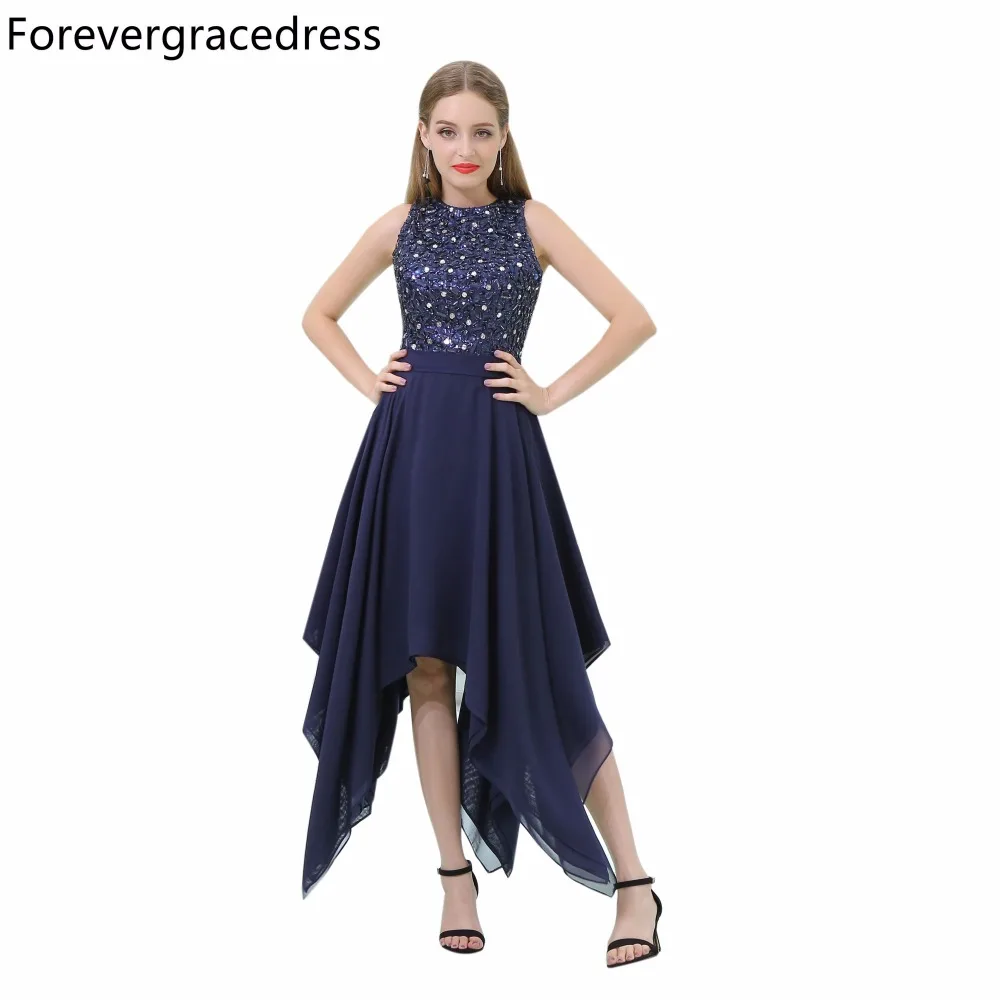 Forevergracedress Темно-синие платье для выпускного вечера пикантные без рукавов из бисера Кристаллы Вечеринка платье плюс Размеры индивидуальный