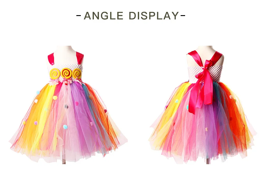 Милое дизайнерское платье-пачка для девочек с помпонами леденец; детское летнее платье феи радуги; Детский костюм для фотосессии на день рождения