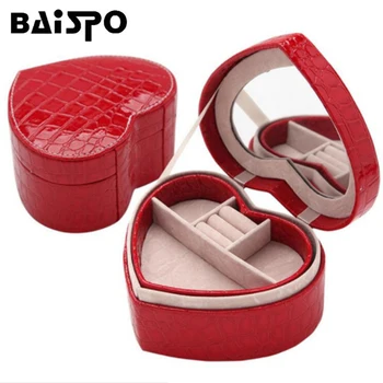 

Heart Shape Jewelry Storage Box Display Crocodile Pattern PU Leather Jewellery Storage Organizer Detachable Display Casket