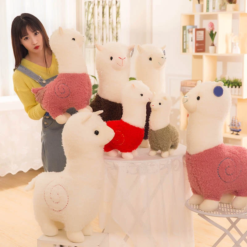 

2018 New Alpaca Toy Stuffed Fluffy Stand Doll Llama Stuffed Plush Soft Doll Cushion Seat Decoration Birthday Gift YH-17