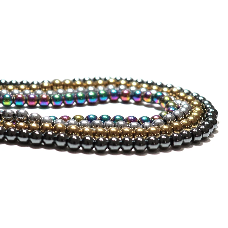 

Noter 4mm Natural Hematite Stone Beads For Jewelry Making Round Loose Beads For DIY Bracelet Necklace Natural Rainbow Jewelry