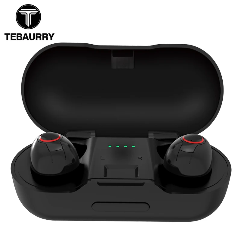 

TEBAURRY TWS Bluetooth 5.0 Earphone Mini In-Ear True Wireless Earbuds Music Stereo Headset with Charging box for cell phone