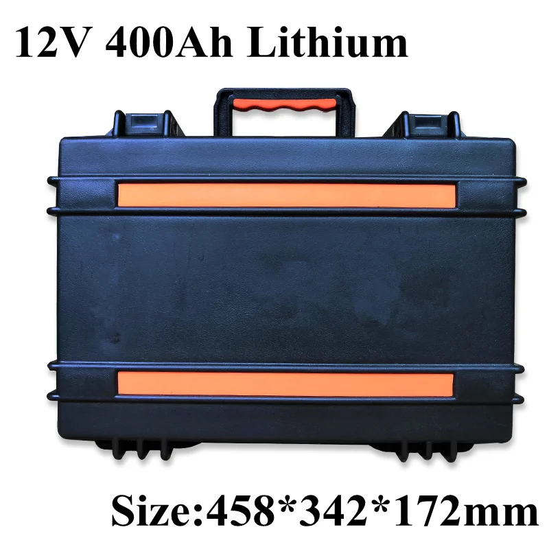 

Waterproof 12V 400AH lithium ion battery 12v li ion with BMS for inverter caravan camping power supply light boat + 20A Charger