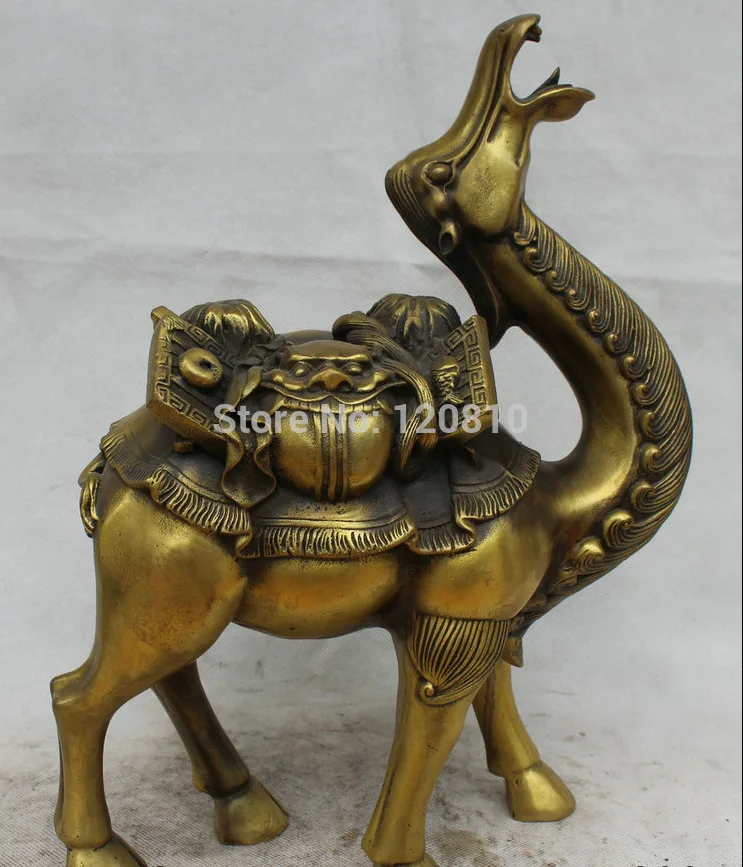 

13Chinese Copper Animal Feng Shui Folk Beast Head camel Statue Sculpture