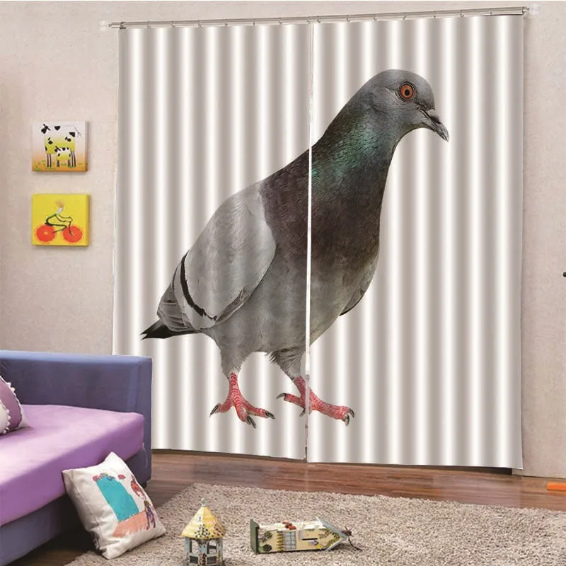 New Modern Pigeon Luxury Curtains For Living Room Kitchen Bedroom Window Blackout Kids Sheer Window Panel Custom M12