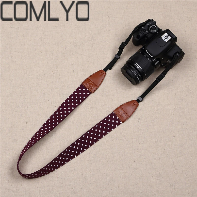

In Stock!! COMLYO Polka Dots Retro Vintage Shoulder Belt Camera Strap Neck Photo Strap For Canon Nikon Sony Fuji DSLR Camera