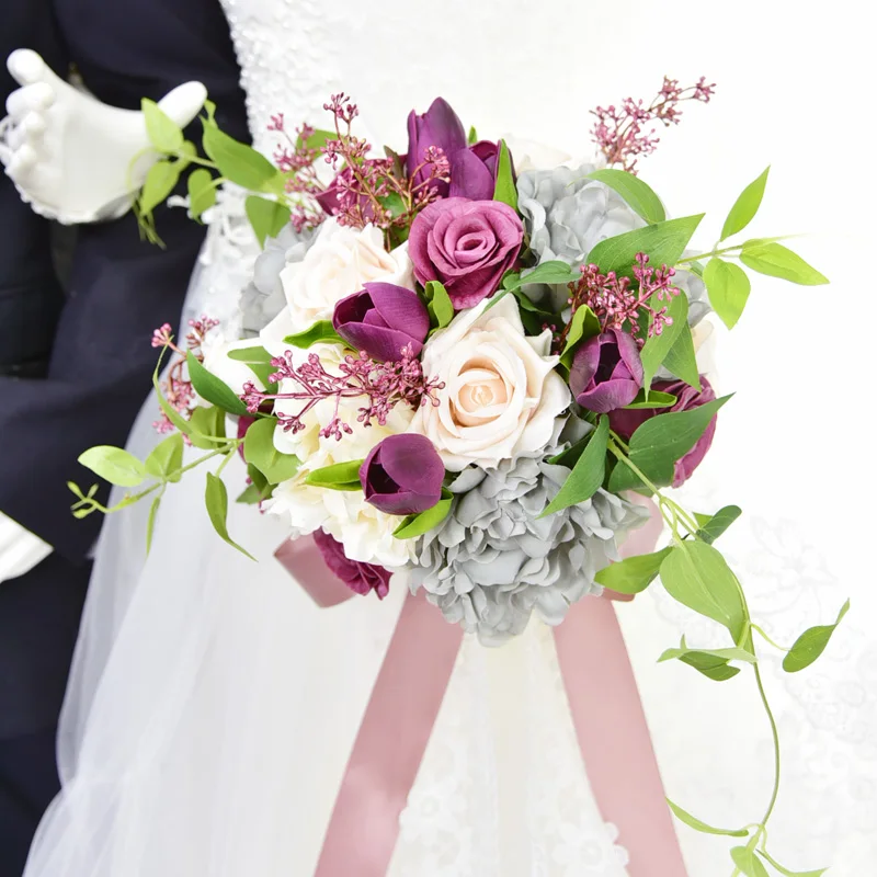 

Handmade New Style Wedding Bouquet Bridal Bridesmaid Floral Artificial Flowers Bride Hand Holding Bouquets Wedding Supplies