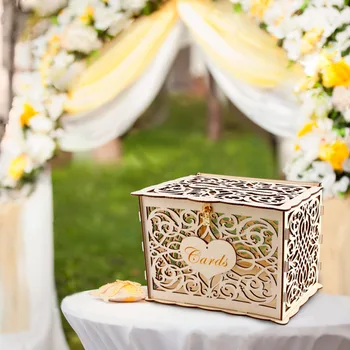 

Vintage Wooden Box Decor Wedding Card Box Wedding Money Box With Lock Wedding Greeting Card Holder Wedding Decor Gift Card Box