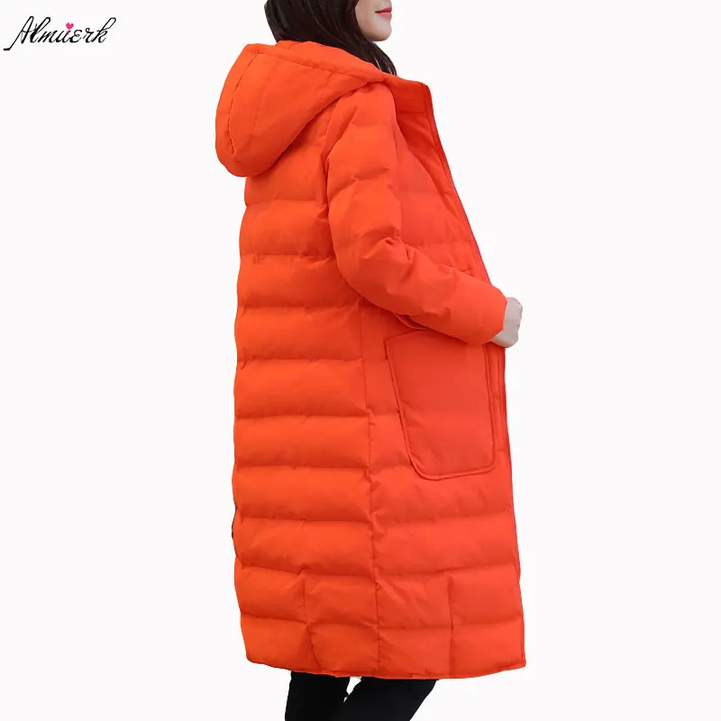 winter new women jacket casual fashion hooded big pocket outerwear