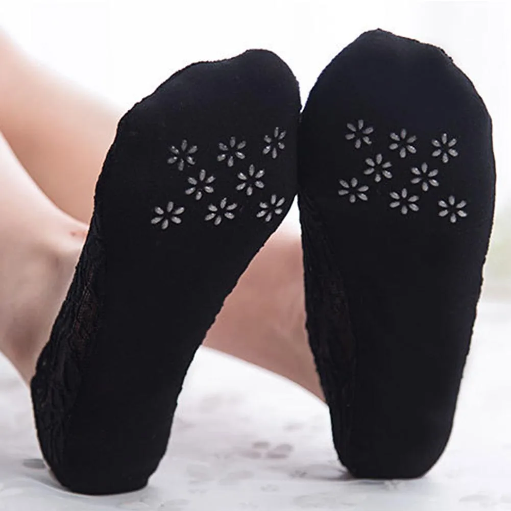 5 пар женский, черный art кружева мелкой рот невидимые носки-башмачки кружева нескользящие носки-башмачки женские тонкие носки лодки