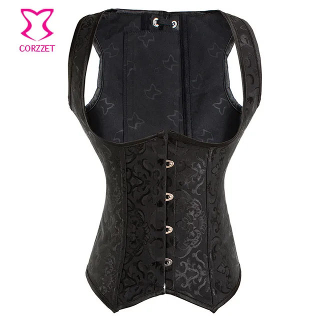 black jacquard cupless steel boned corsets plus size women corselet plus size steel boned corsets