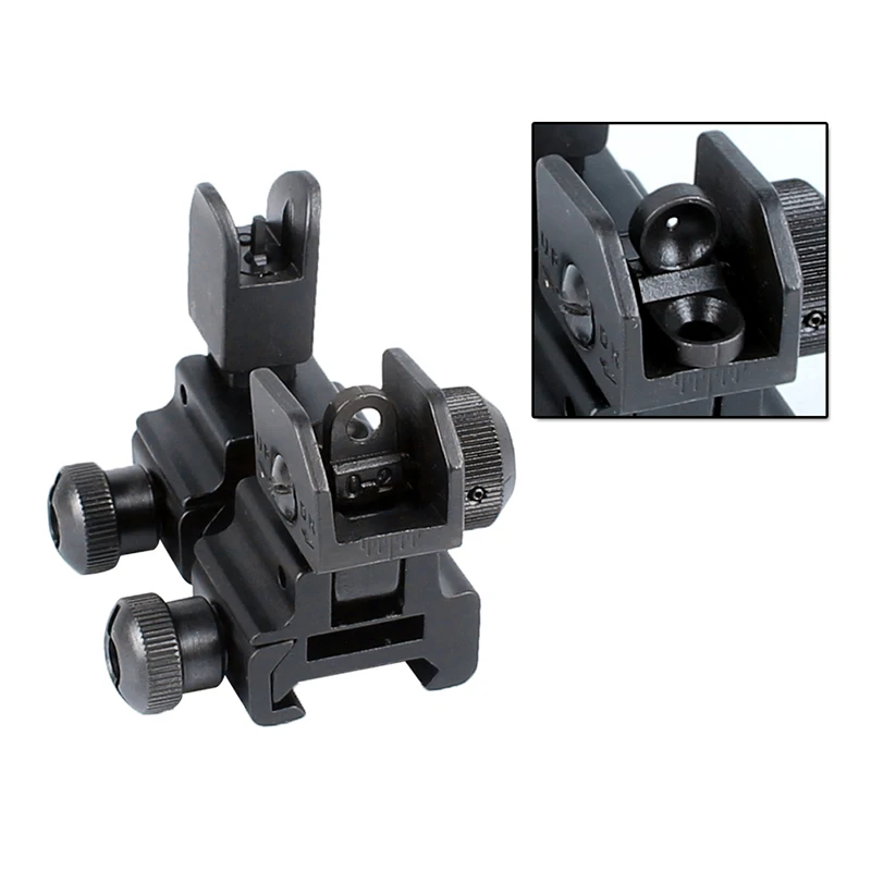 Model 4 AR 15 Flip Up Front Rear Sight Rapid Transition with Windage Adjustment Dual Aiming Apertures Quick Detachable 27-9 (8)