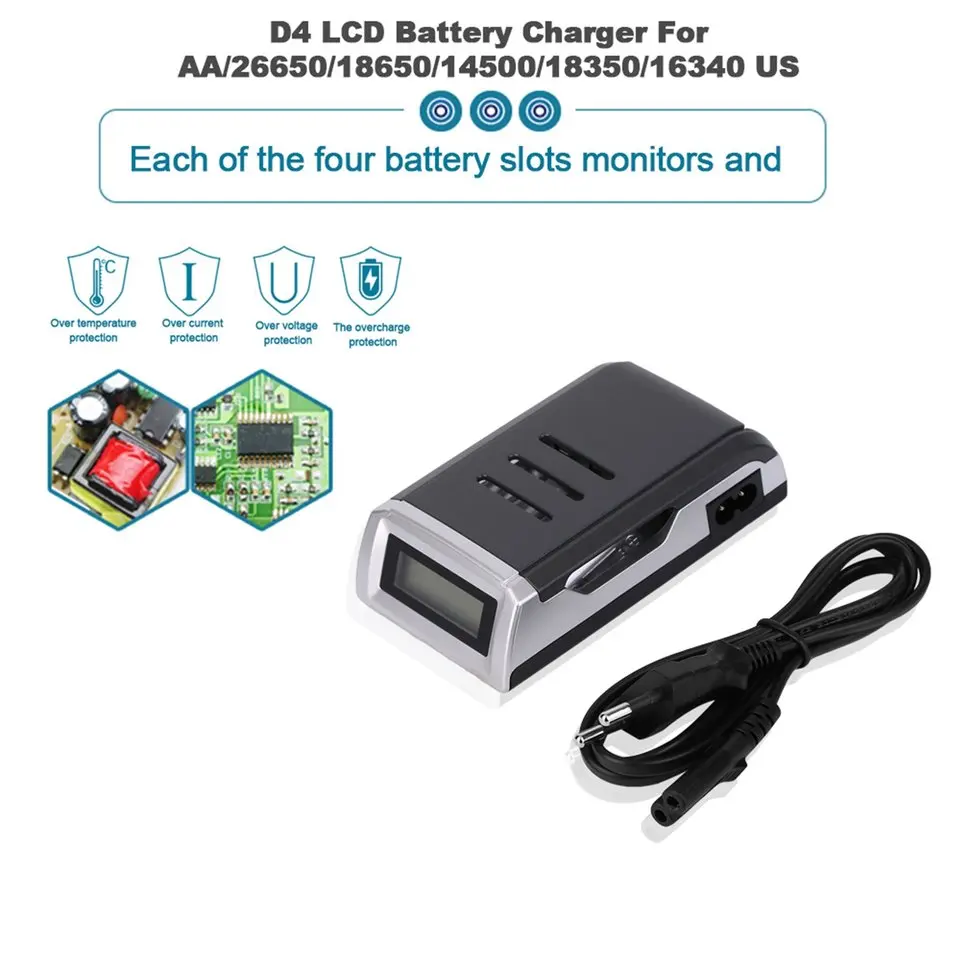 

8pcs C905W 4 Slots LCD Display Smart Intelligent AA/AAA Battery Charger
