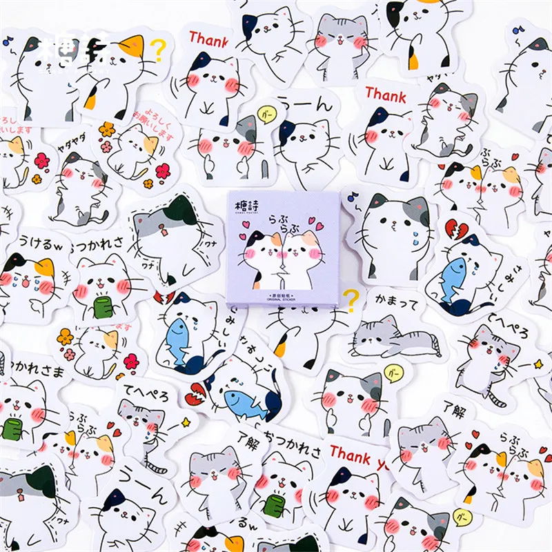 

45 pcs/lot Cute cat mini paper sticker decoration DIY ablum diary scrapbooking label sticker kawaii stationery