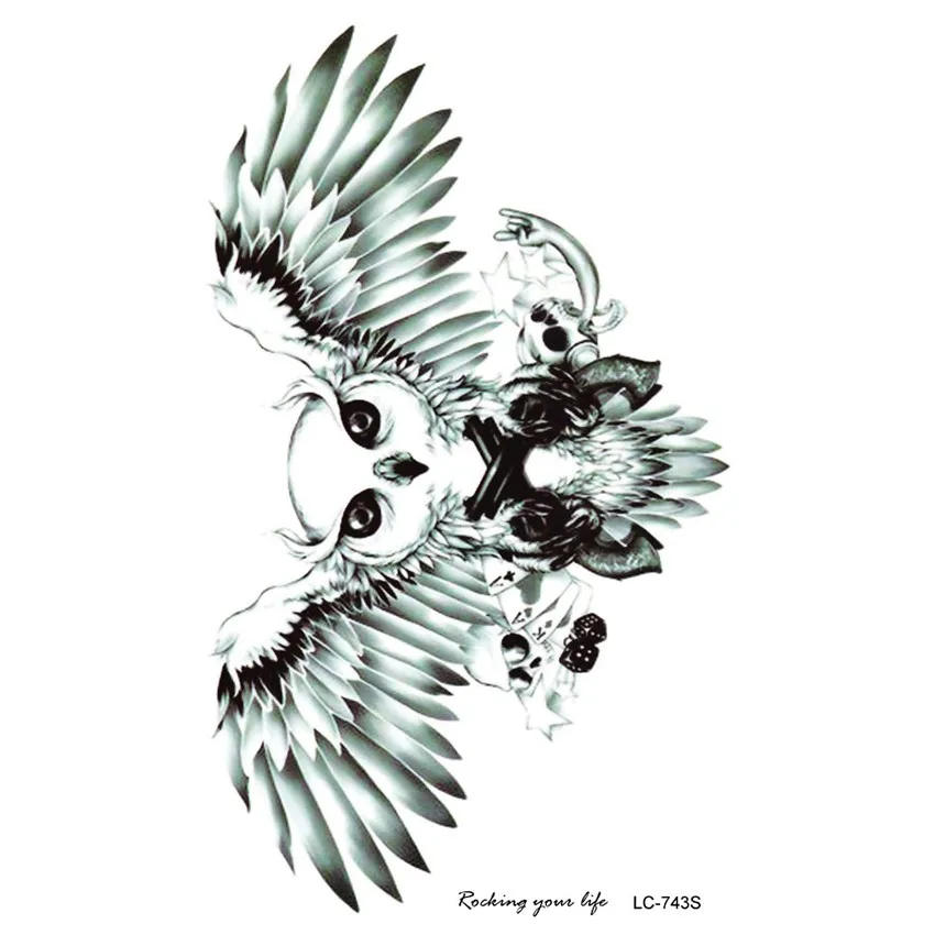 LC2743S-19X12cm-Large-Tattoo-Sticker-Halloween-Horror-Horrible-Flying-OWL-Designs-Temporary-Tattoo-Terrorist-Stickers-New
