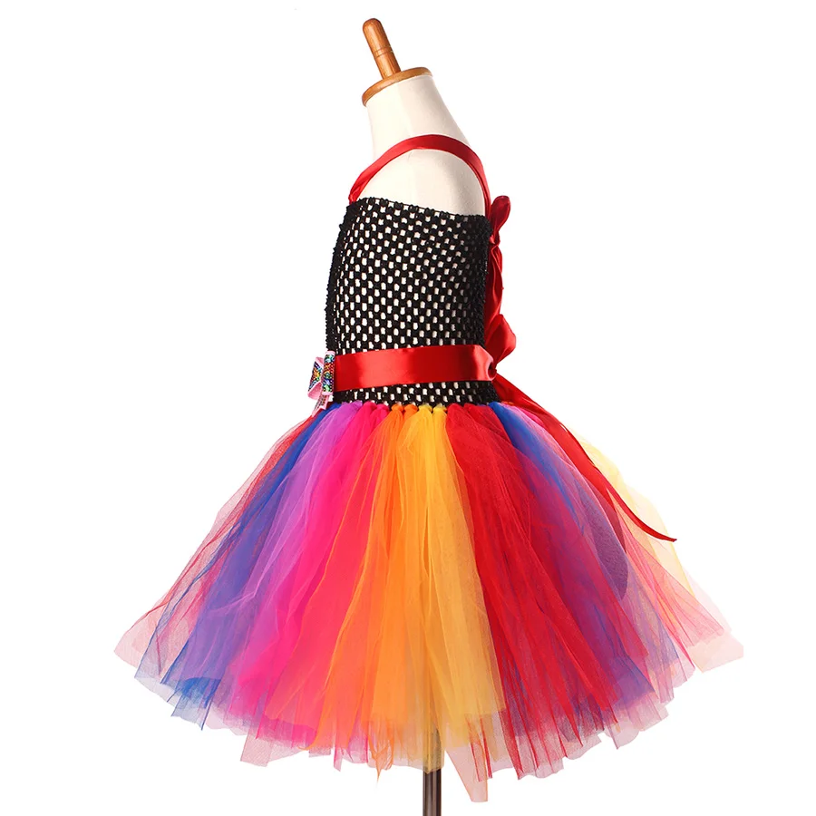 Bright Rainbow Princess Girls Tulle Tutu Dress for Birthday Wedding Dancing Party Ball Gown Kids Fluffy Dress with Rainbow Bow (5)