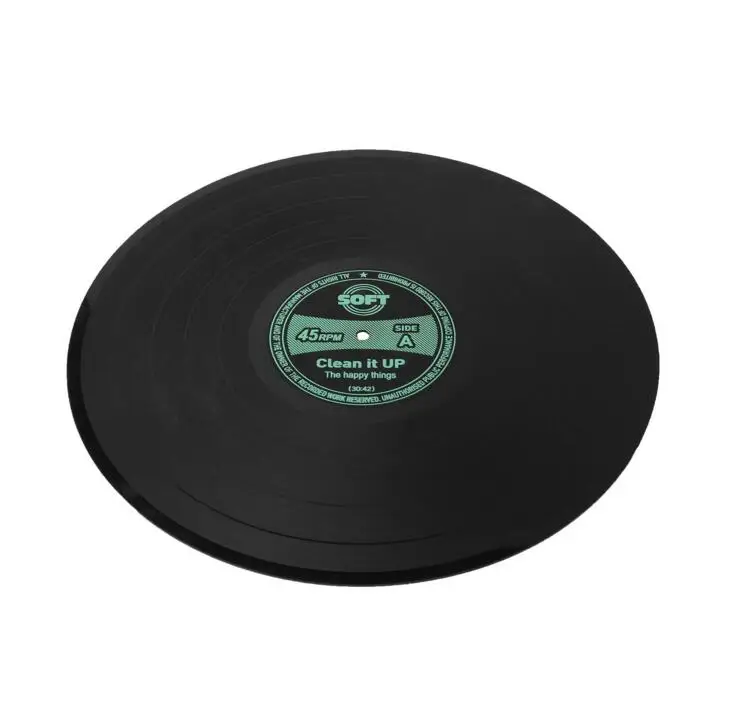 1PCS CD Mat Retro Vinyl Record placemat Silicone Drinks Coasters Table Cup Mat Printed Pattern Anti-fade Home Decor 301-0807 - Цвет: green