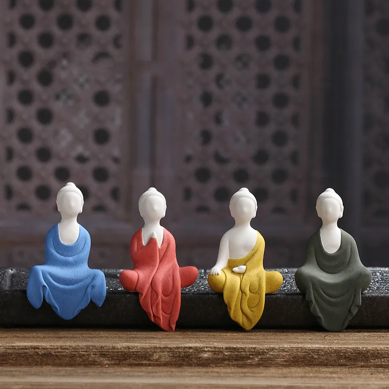 

Zen Ceramic Colorful Monk Buddha Statue Decoration Ceramic Creative miniature Fingurines Gift Home Room Decor Handicrafts