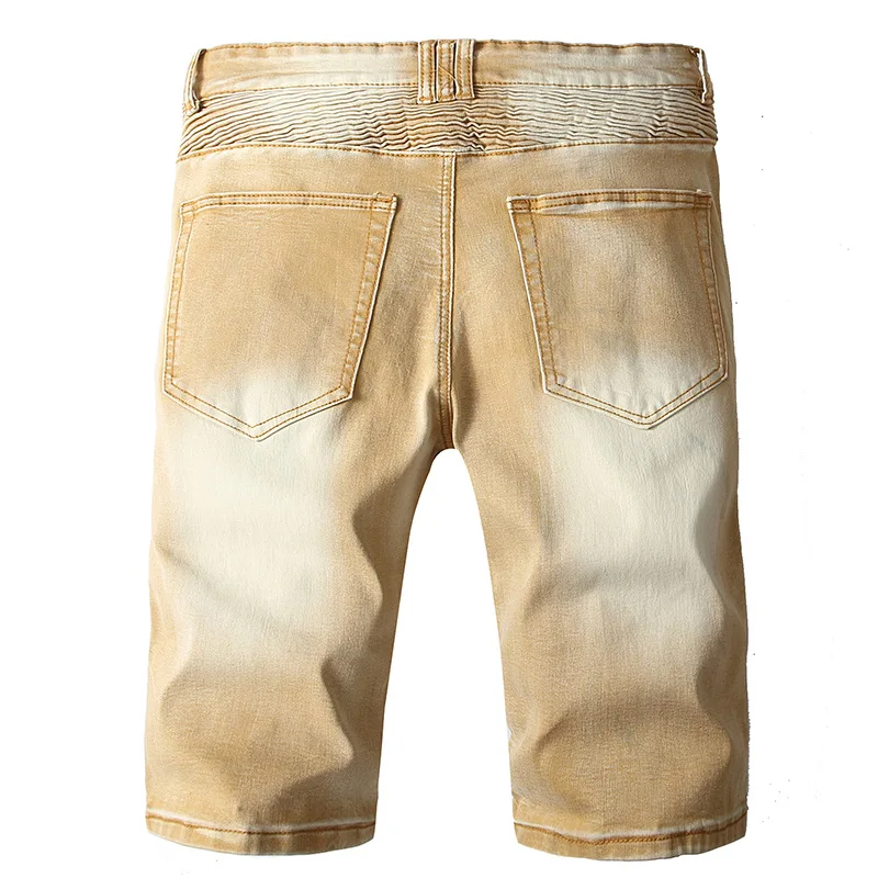 Idopy Мужская Мода Брендовая Дизайнерская обувь рваные байкерские джинсовые шорты Для мужчин рваные байкерские джоггеры из денима хаки