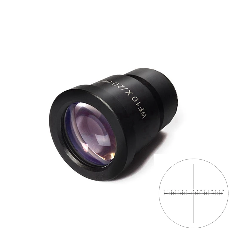 

1PC Wide Field High Eye-Point Microscope Eyepiece WF10x Field of View 20 mm with Scale Mounting Size 30 mm for Stereo Microscope
