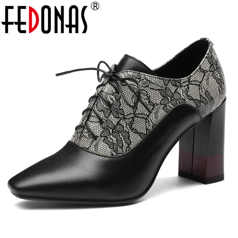 

FEDONAS Women High Heels Platforms Shoes Woman Cross Tie Genuine Leather Lace Up Party Wedding Shoes Elegant Office Pumps Shoes