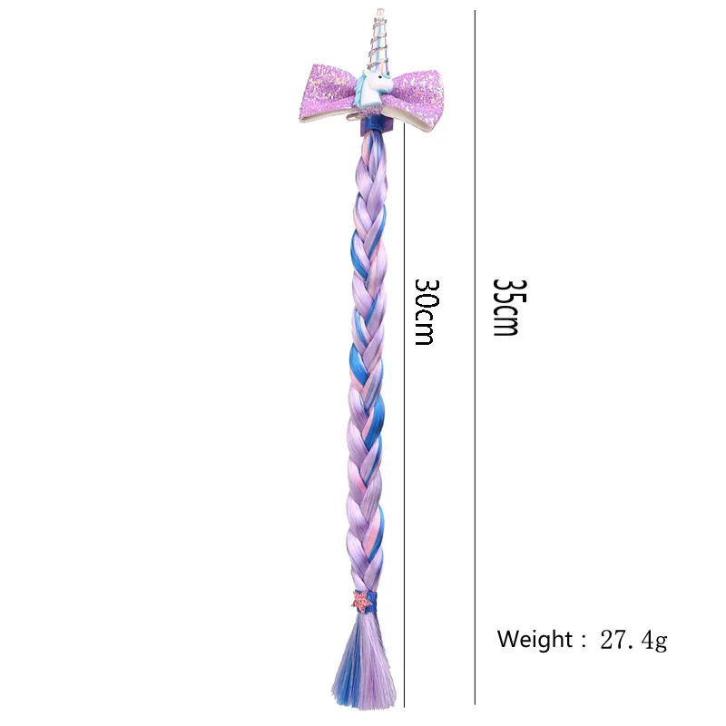 Симпатичная разноцветная косичка для волос в виде единорога, блестящего банта, заколки для волос для маленьких девочек, детские заколки для волос принцессы, заколки для волос, аксессуары для волос