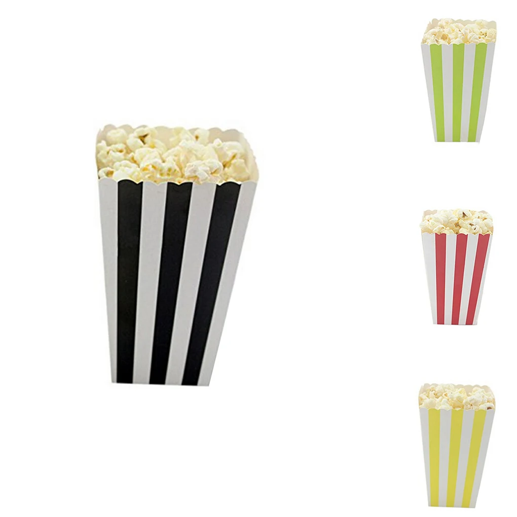 

12PCS/Set Popcorn Box Paper Mini Party Popcorn Boxes Pop Corn Candy/ Sanck Favor Bags Wedding Birthday Movie Party Tableware