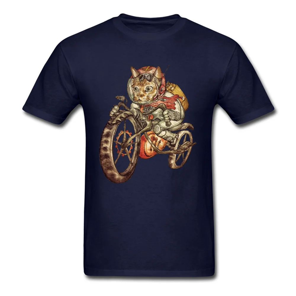 Berserk Steampunk Motorcycle Cat Custom Summer Fall Cotton Fabric O Neck Men Tees Tee Shirt 2018 Fashion Short Sleeve T-shirts Berserk Steampunk Motorcycle Cat navy