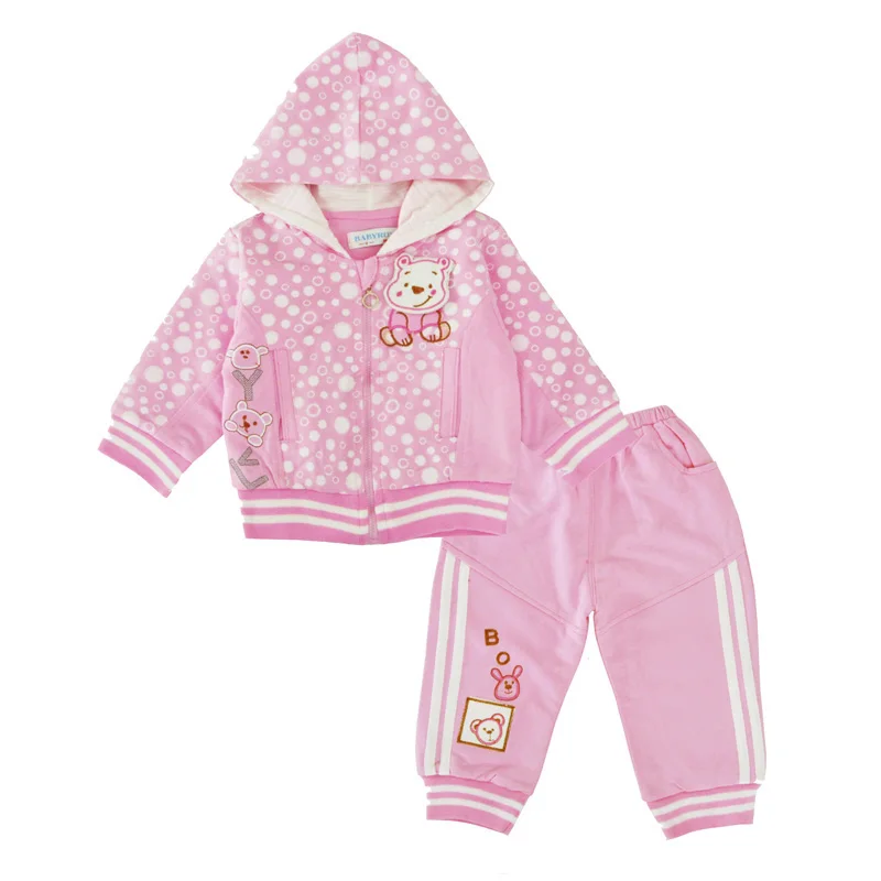 Baby Girls Clothing Set Infant Girls 3pcs Outfits Bear Hooded Tops