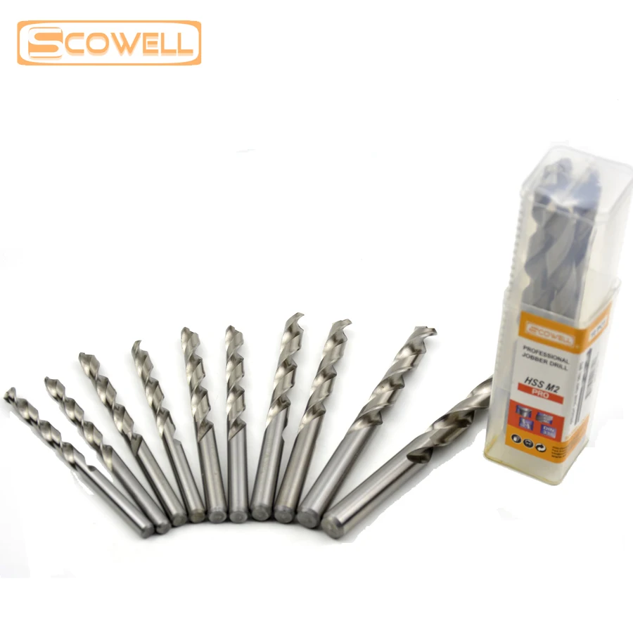 10pcs Mixed Sizes HSS M2 Twist Drill Bits Metal Drill DIN338