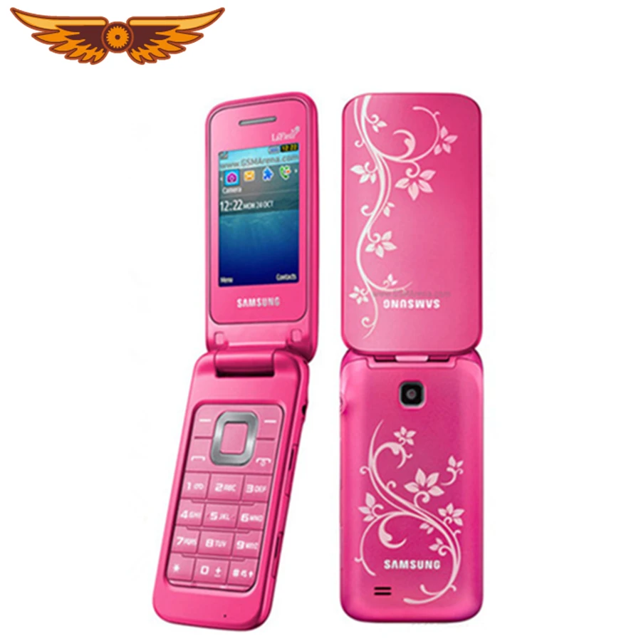 

Original Samsung C3520 Unlocked 2.4 Inch English Keyboard Only 3G WCDMA 1.3MP Flip Mobile Phone Refurbished Cellphone