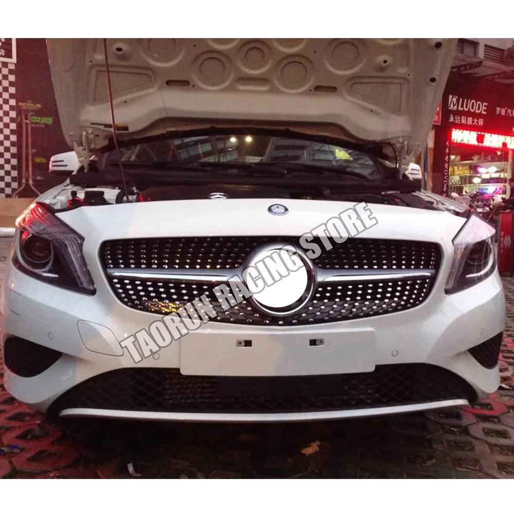 Серебряная ABS Алмазная передняя решетка гриля для Mercedes Benz W176 A-CLASS A180 A200 A260 A45 AMG 2013 без Логотип звезда