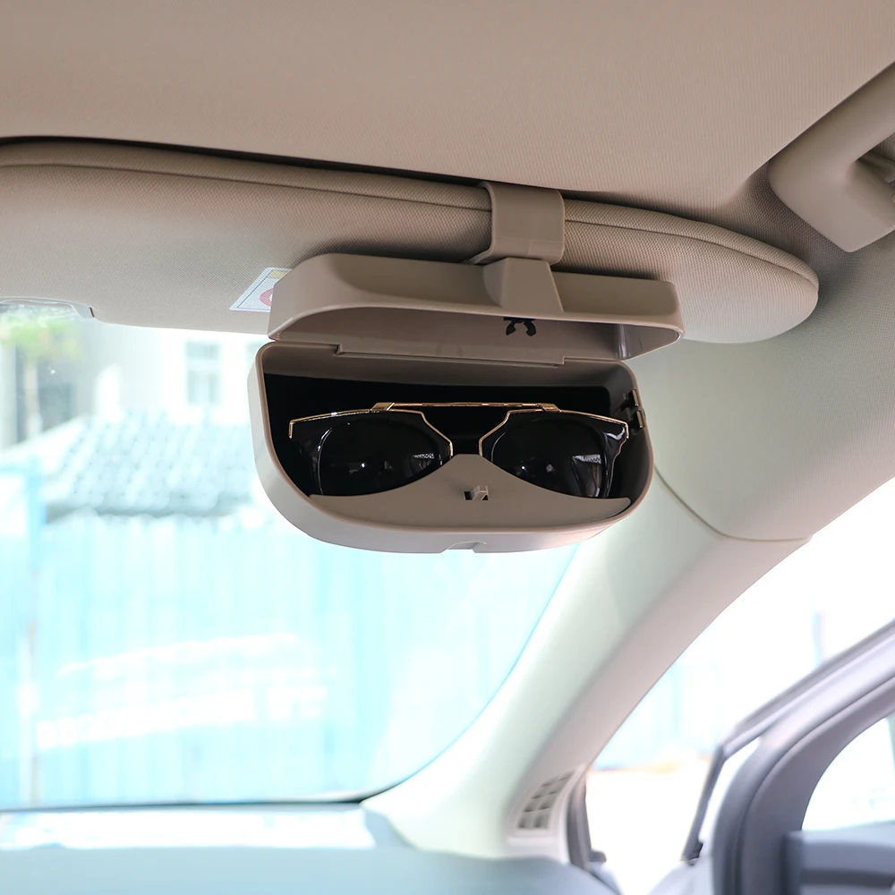 YOSOLO Car Glasses Case Sun Visor Clip Card Ticket Storage Stowing Tidying Sunglasses Holder Box Auto Accessories Organizer