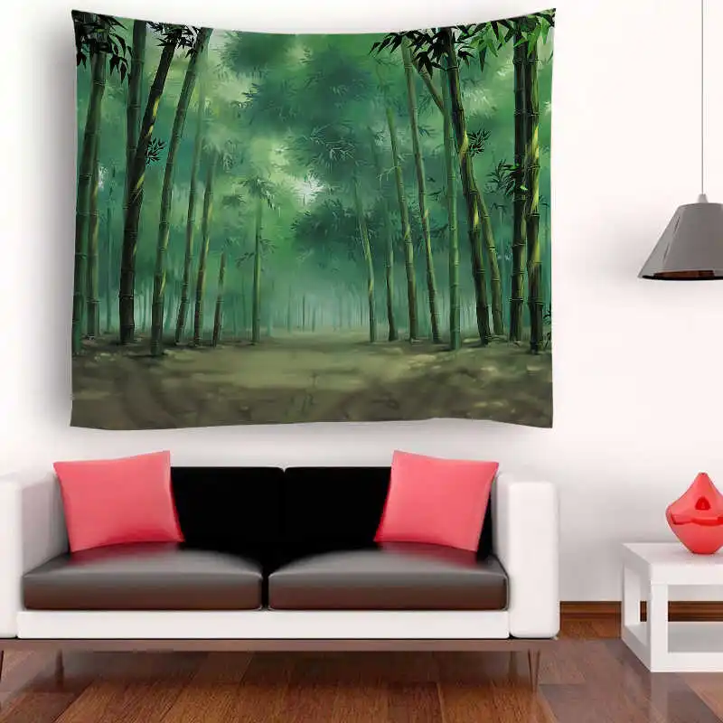 Modern Beautiful Forest Printed Mandala Tapestry Polyester Macrame Wall Hanging Beach Towel Boho Home Decoration Accessories