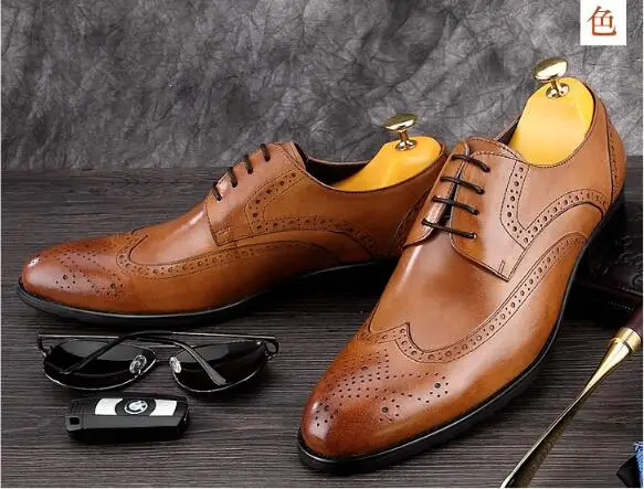 Мужские туфли с перфорацией типа «броги» из натуральной кожи; сезон лето-осень; дышащие модельные туфли ручной работы в британском стиле
