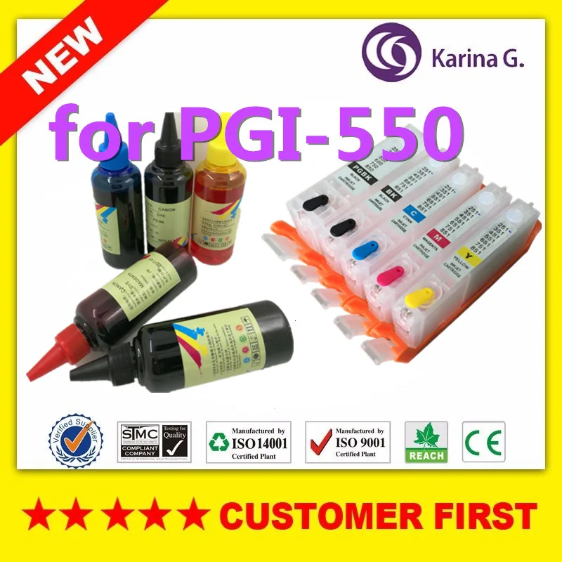 5x100 мл для Φ PGI550 чернила заправки и аксессуары Canon PIXMA IP7250 MG5450 | Компьютеры офис
