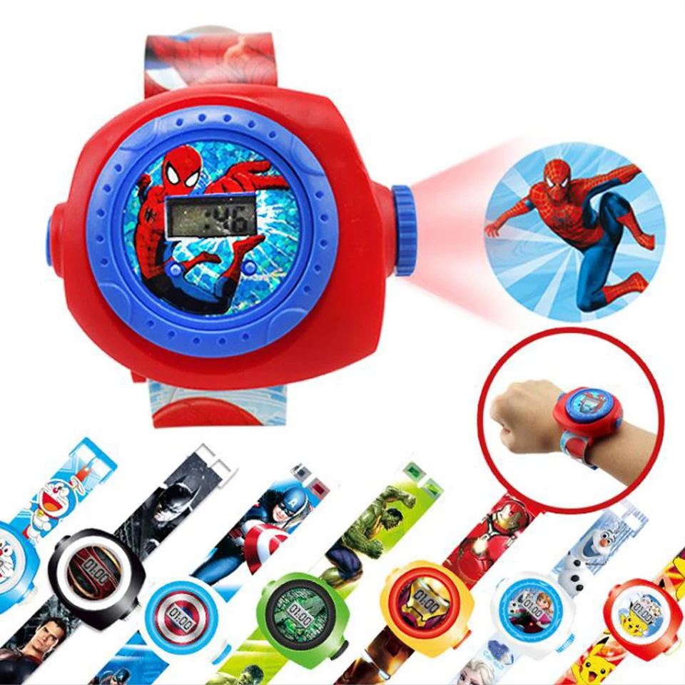 

Cartoon 3D Projection Spiderman Kids Watches for Baby Girl Boy Children Sport Led Digital Wrist Watches Relojes montre Enfant