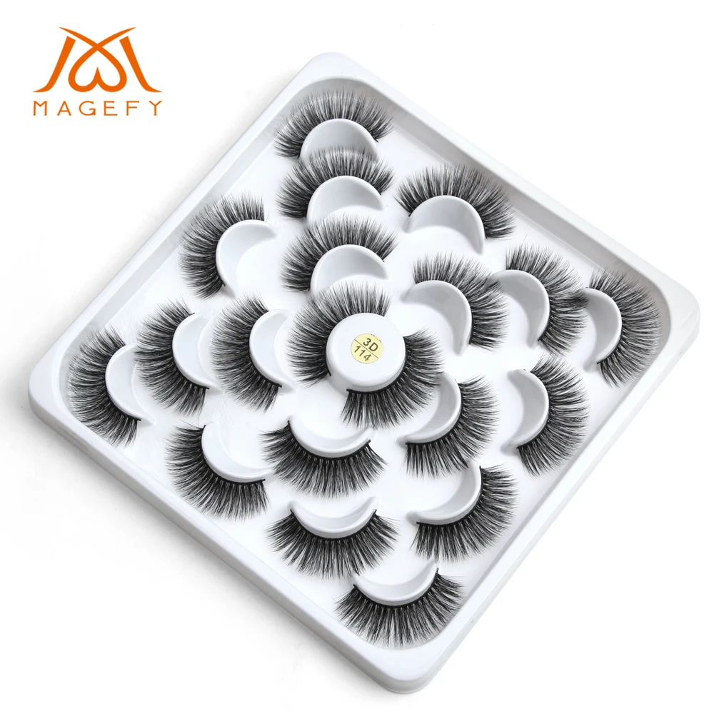 Magefy 5/7/10 пар/кор. 3D накладные Искусственные ресницы длинные макияж 3D норковые ресницы, наращивание ресниц ресницы серо-коричневого цвета Красота макияж