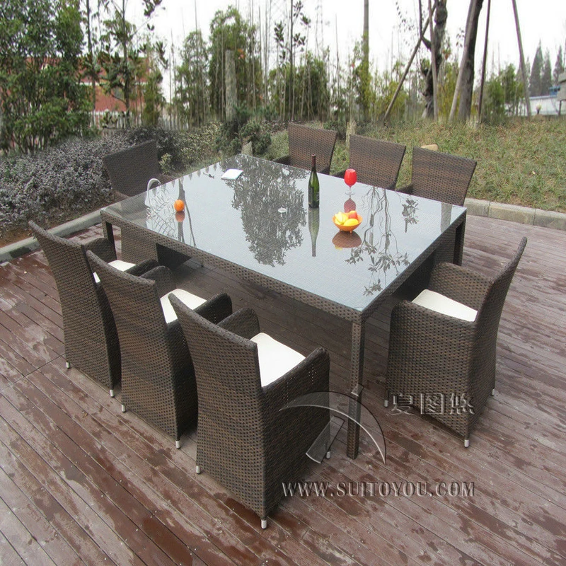 9pcs Rattan Conservatory Furniture , Bistro / Kitchen Dining Table Set transport by sea