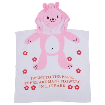 

100% Cotton Baby Beach Gown Child Bathrobe Beach Towels Cloak Cape Infant Cartoon Animal Hooded Baby Bath Towel (rabbit)