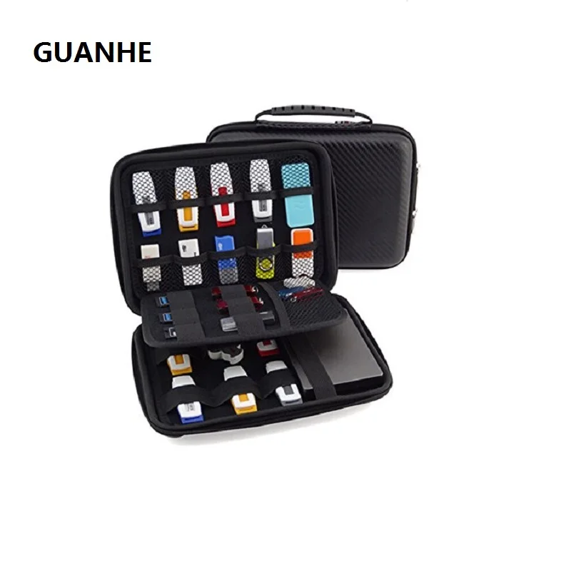 Большой переносной чехол GUANHE Flash с 23 эластичными лентами для кабелей USB