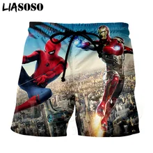 LIASOSO 3d принтом комиксы мстители супергерой Человек-паук Железный человек Venom Для Мужчин's Шорты пляжные Рубашки домашние доска Шорты брюки X1167