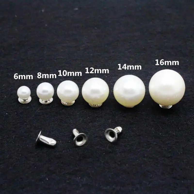 100 шт. Pearl Заклепки и пуговицы кожа ткань мешок для обуви украшения Diy Костюмы аксессуары шпильки 6-16 мм серебро и цвета слоновой кости с заклепками Лидер продаж - Цвет: Like the picture