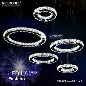 

Good K9 Crystal Chandelier Circle Stainless Steel Crystal Hanging Light Diamond Luminaires LED Crystal Lamp for Home Decoration