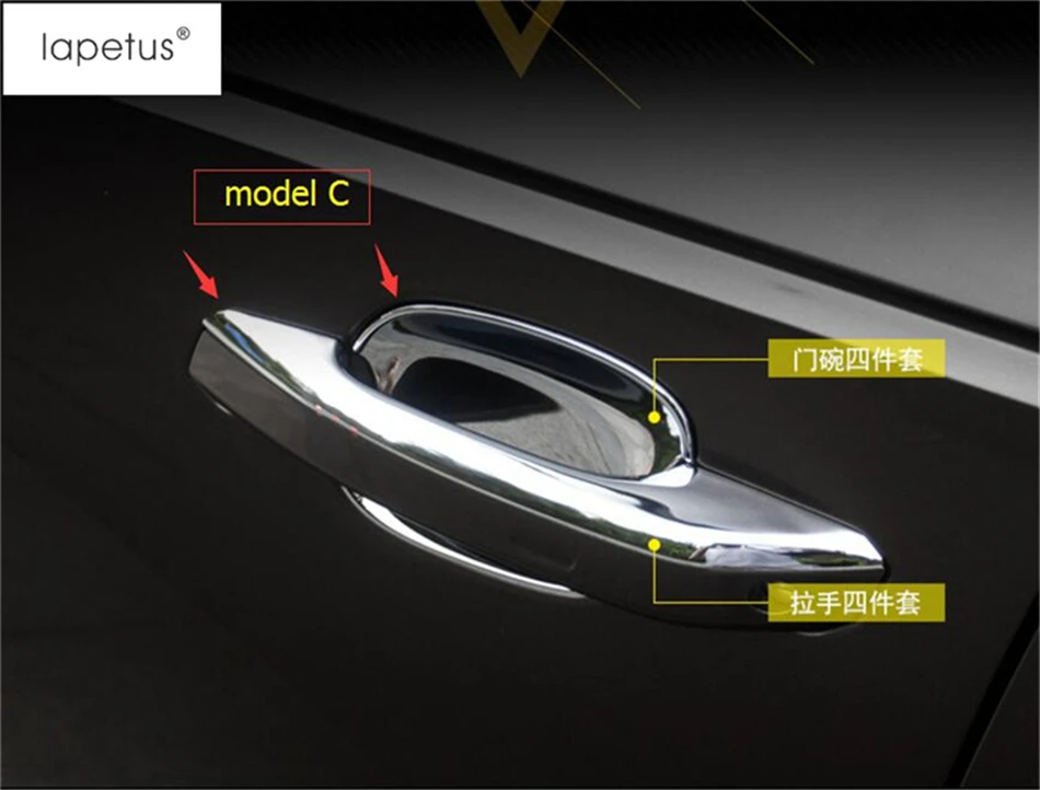 

Lapetus Accessories Fit For Audi A4 B9 Sedan 2016 - 2019 ABS Exterior Outside Door Handle / Doorknob Bowl Molding Cover Kit Trim